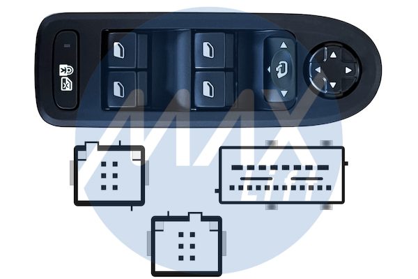 Pulsantiera alzacristalli porta anteriore sinistra, per retrovisori elettrici ribaltabili elettricamente, per alzacristalli posteriori elettrici, 4 tasti, 32 pin