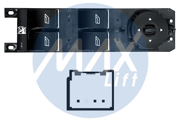 Pulsantiera alzacristalli porta anteriore sinistra, per retrovisori elettrici, per alzacristalli posteriori elettrici, 4 tasti, 3 pin