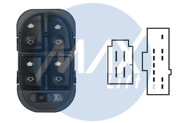 Pulsantiera alzacristalli porta anteriore sinistra, per alzacristalli posteriori elettrici, alzacristallo sinistro comfort solo in apertura, 4 tasti, 14 pin