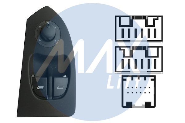 Pulsantiera alzacristalli porta anteriore sinistra, per retrovisori elettrici, 2 tasti, 24 pin