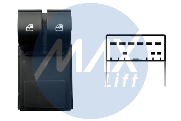 Pulsantiera alzacristalli anteriori, porta anteriore sinistra, alzacristalli comfort, con per retrovisori elettrici, per alzacristalli posteriori manuali o assenti, 2 tasti, 9 pin, connettore blu