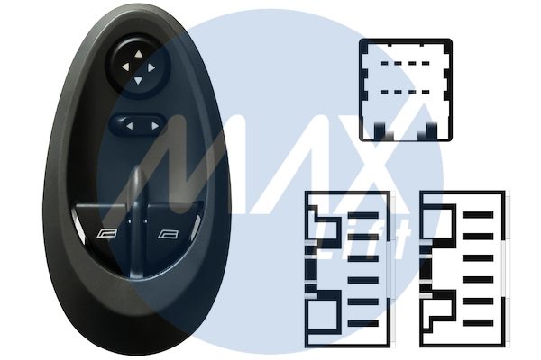 Pulsantiera alzacristalli porta anteriore sinistra, per retrovisori elettrici, 2 tasti, 20 pin