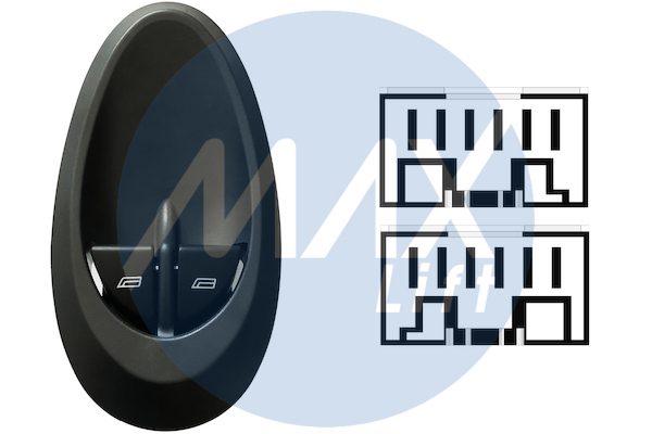 Pulsantiera alzacristalli porta anteriore sinistra, per retrovisori manuali, 2 tasti, 12 pin