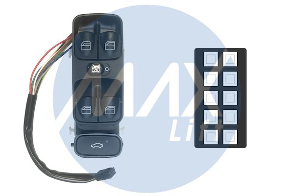 Pulsantiera alzacristalli porta anteriore sinistra, per alzacristalli posteriori elettrici, 4 tasti, 9 pin