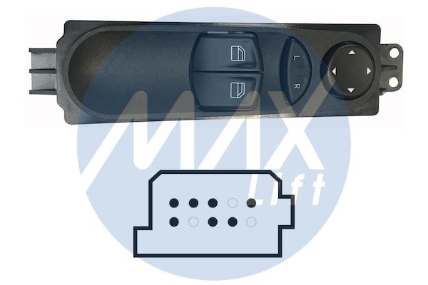 Pulsantiera alzacristalli porta anteriore sinistra, per retrovisori elettrici non ribaltabili elettricamente, 2 tasti, 7 pin