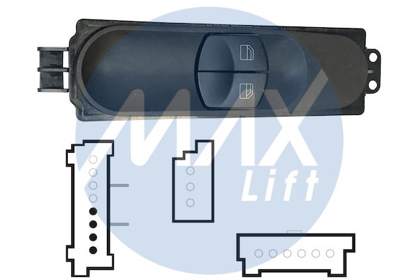 Pulsantiera alzacristalli porta anteriore sinistra, per retrovisori manuali, 2 tasti, 4 pin