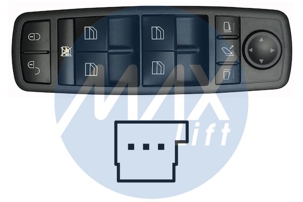 Pulsantiera alzacristalli porta anteriore sinistra, per retrovisori elettrici ribaltabili elettricamente, per alzacristalli posteriori elettrici, colore nero, 4 tasti, 3 pin