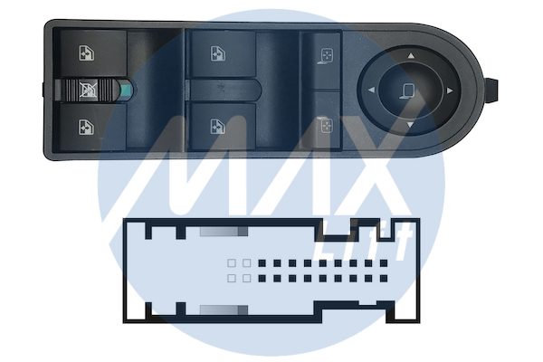 Pulsantiera alzacristalli porta anteriore sinistra, per retrovisori elettrici non ribaltabili elettricamente, per alzacristalli posteriori elettrici, 4 tasti, 18 pin