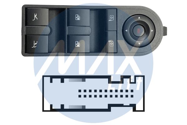 Pulsantiera alzacristalli porta anteriore sinistra, per retrovisori elettrici, comandi cappotta, 4 tasti, 22 pin