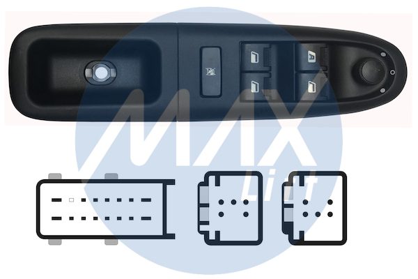 Pulsantiera alzacristalli porta anteriore sinistra, per retrovisori elettrici, per alzacristalli posteriori elettrici, alzacristallo anteriore sinistro comfort, 4 tasti, 25 pin