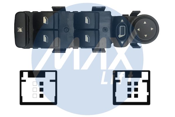 Pulsantiera alzacristalli porta anteriore sinistra, per retrovisori elettrici, per alzacristalli posteriori elettrici, alzacristalli comfort, 4 tasti, 9 pin
