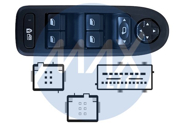 Pulsantiera alzacristalli porta anteriore sinistra, per retrovisori elettrici non ribaltabili elettricamente, per alzacristalli posteriori elettrici, alzacristalli comfort, 4 tasti, 26 pin