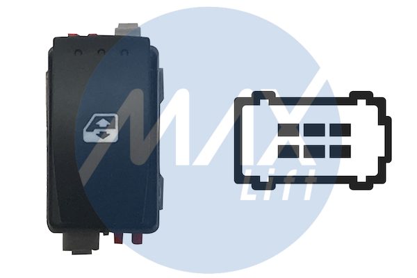 Interruttore alzacristallo porta anteriore sinistra, 6 pin, connettore rosso