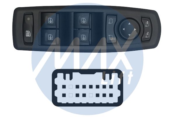 Pulsantiera alzacristalli porta anteriore sinistra, per retrovisori elettrici ribaltabili elettricamente, per alzacristalli posteriori elettrici, alzacristalli anteriori e posteriori comfort, colore nero, 4 tasti, 13 pin