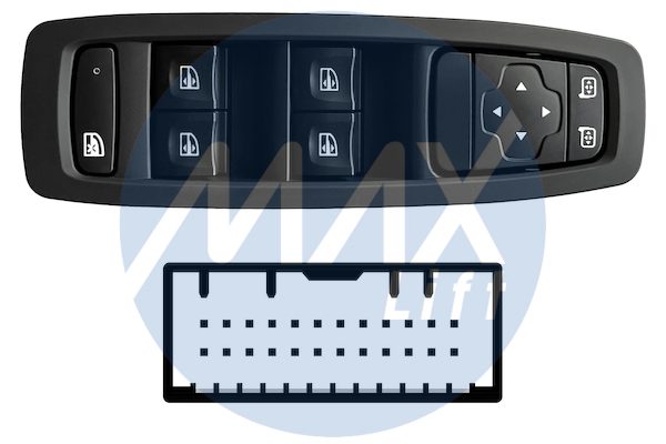 Pulsantiera alzacristalli porta anteriore sinistra, per retrovisori elettrici, per alzacristalli posteriori elettrici, 4 tasti, 24 pin