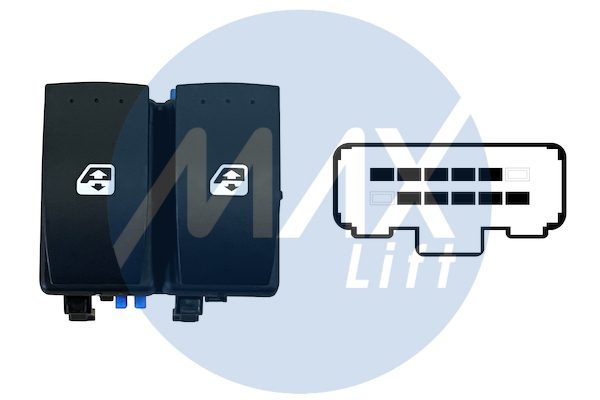 Pulsantiera alzacristalli anteriori, porta anteriore sinistra, 2 tasti, 10 pin, connettore blu