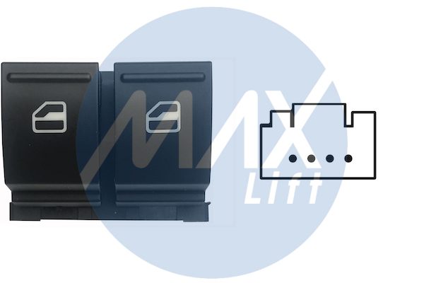 Pulsantiera alzacristalli anteriori, porta anteriore sinistra, per alzacristalli posteriori manuali o assenti, colore nero/bianco, 2 tasti, 4 pin