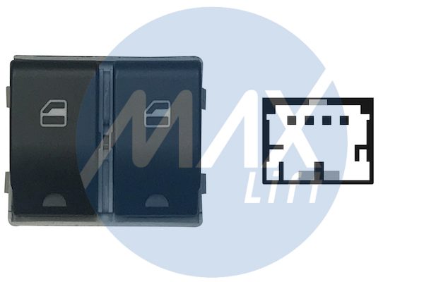Pulsantiera alzacristalli posteriori porta anteriore sinistra, colore nero/bianco, 2 tasti, 4 pin