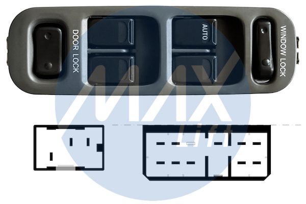Pulsantiera alzacristalli porta anteriore sinistra, per alzacristalli posteriori elettrici, alzacristallo anteriore sinistro comfort, 4 tasti, 13 pin