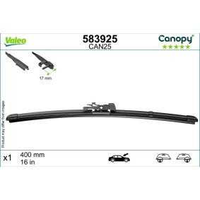 Tergicristalli VALEO CANOPY 583925 400 mm, Spazzole flat blade, con spoiler, 16 Pollici