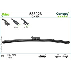 Tergicristalli VALEO CANOPY 583926 400 mm, Spazzole flat blade, con spoiler, 16 Pollici