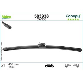Tergicristalli VALEO CANOPY 583938450 mm, Spazzole flat blade, con spoiler, 18 Pollici