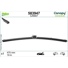 Tergicristalli VALEO CANOPY 583947 475 mm, Spazzole flat blade, con spoiler, 19 Pollici