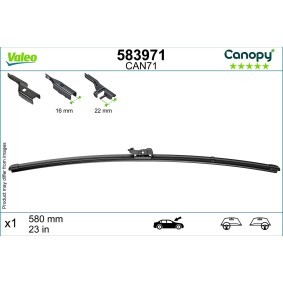Tergicristalli VALEO CANOPY 583971 580 mm, Spazzole flat blade, con spoiler, 23 Pollici
