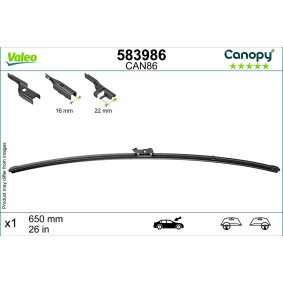 Tergicristalli VALEO CANOPY 583986650 mm, Spazzole flat blade, con spoiler, 30 Pollici
