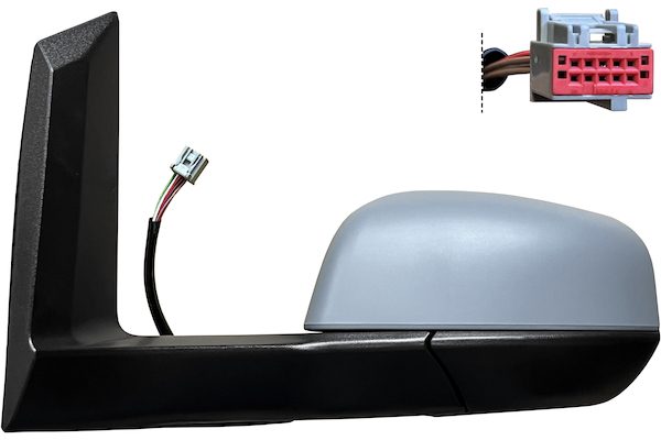Exterior rear-view mirror left, electric, cap to be painted, aspherical chrome heated glass, 5 pin