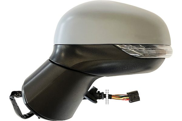 Specchietto retrovisore esterno sinistro, elettrico, calotta da verniciare, con freccia, con luce di cortesia, ripiegabile elettricamente, con sistema BLIS (angolo cieco), vetro convesso cromato riscaldato