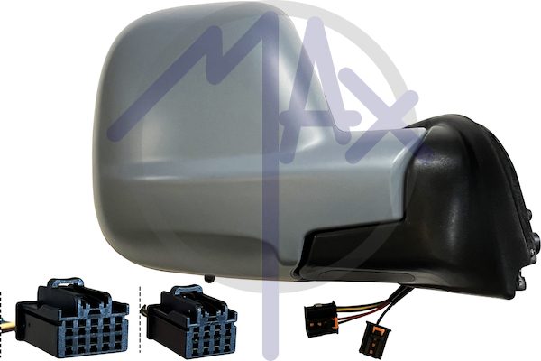 Specchietto retrovisore esterno destro, elettrico, calotta da verniciare, ripiegabile elettricamente, con sensore temperatura, vetro convesso cromato riscaldato, 7+2 pin