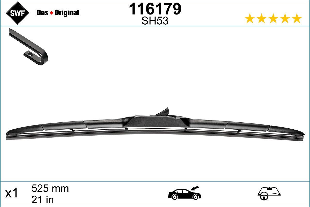 Tergicristalli Hybrid 525 mm, Spazzole tergicristallo con tecnologia ibrida, con spoiler
