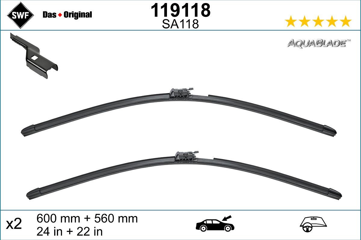 Tergicristalli per MERCEDES-BENZ Classe S 600, 560 mm anteriore, Spazzole flat blade, con spoiler