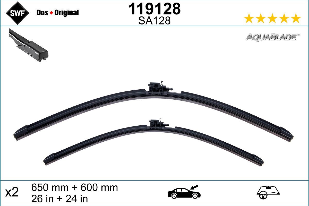 Tergicristalli adatti per MERCEDES-BENZ SPRINTER 650, 600 mm anteriore, Spazzole flat blade, con spoiler