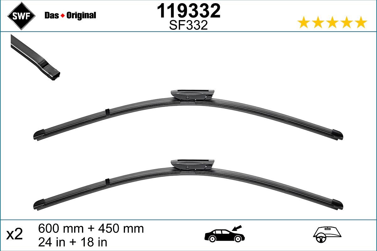 Tergicristalli per RENAULT MEGANE, TALISMAN 600, 450 mm anteriore, Senza telaio, con spoiler