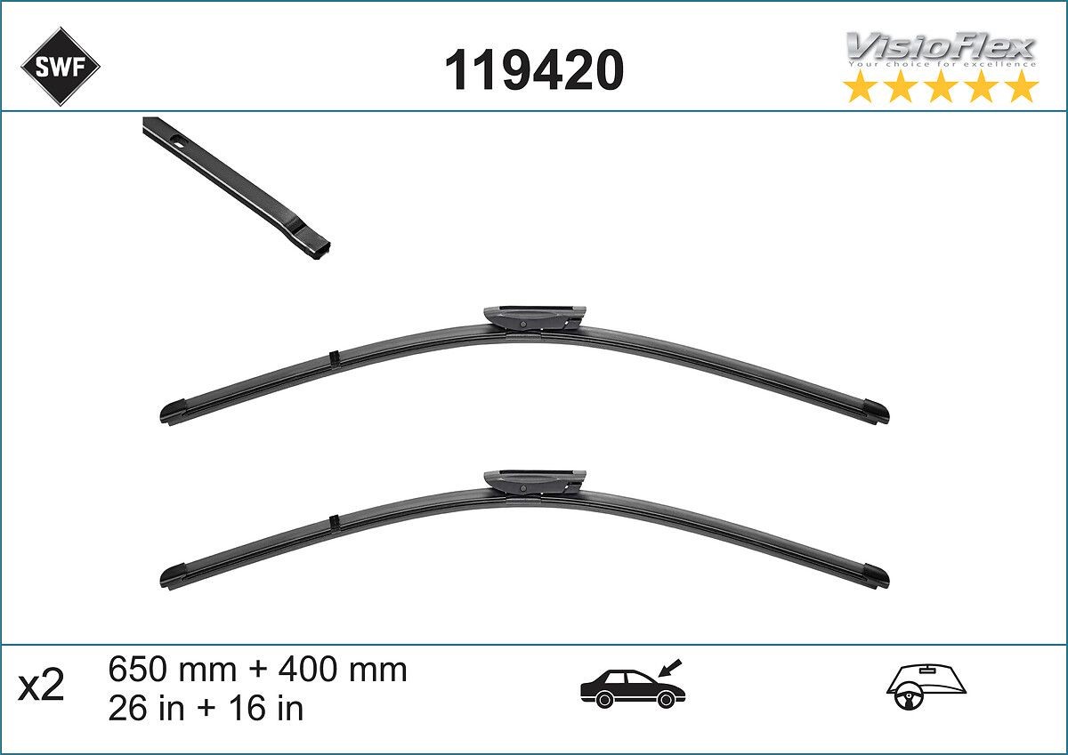 Tergicristalli per RENAULT LAGUNA 650, 400 mm anteriore, Senza telaio, con spoiler