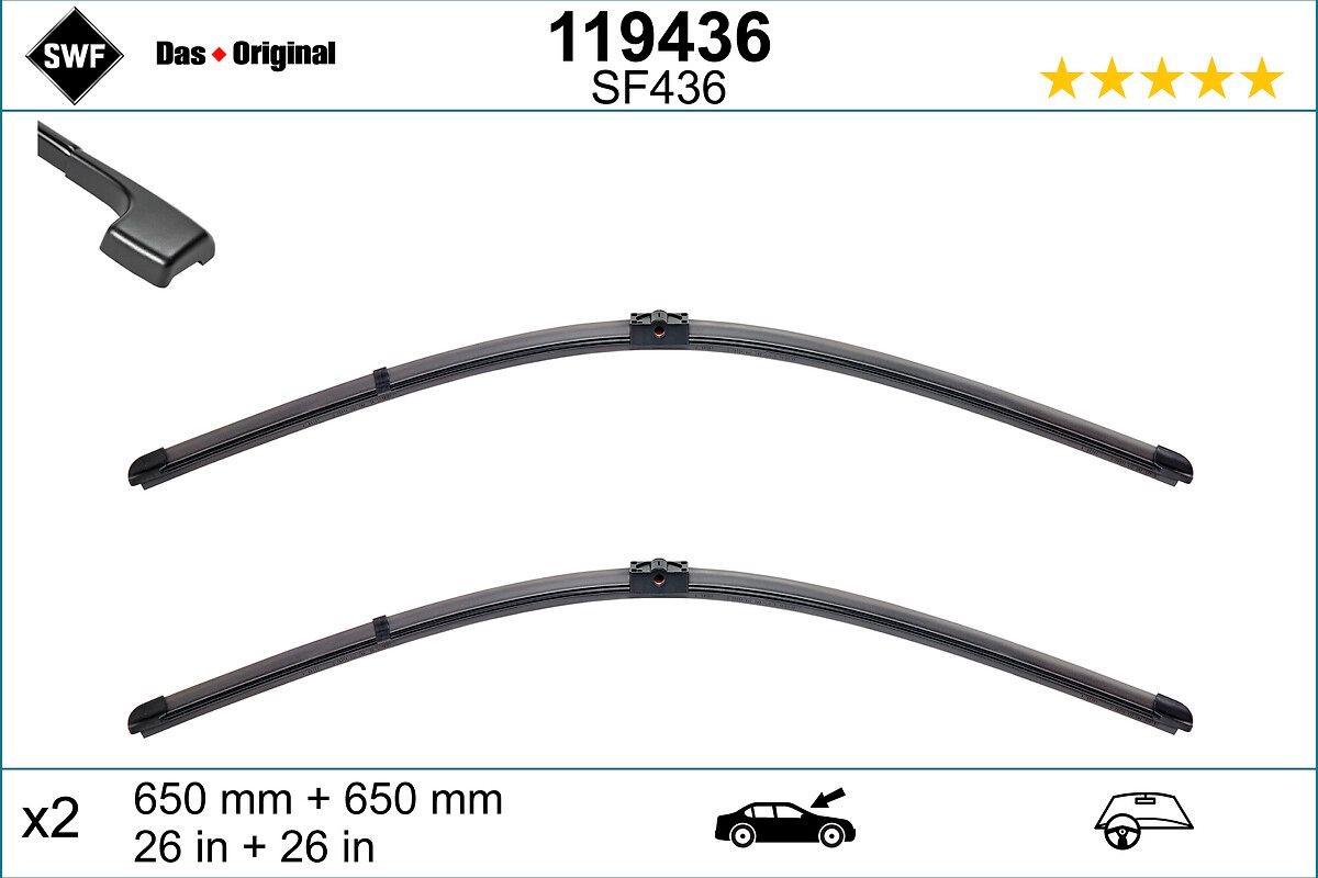 Tergicristalli 650 mm anteriore, Senza telaio
