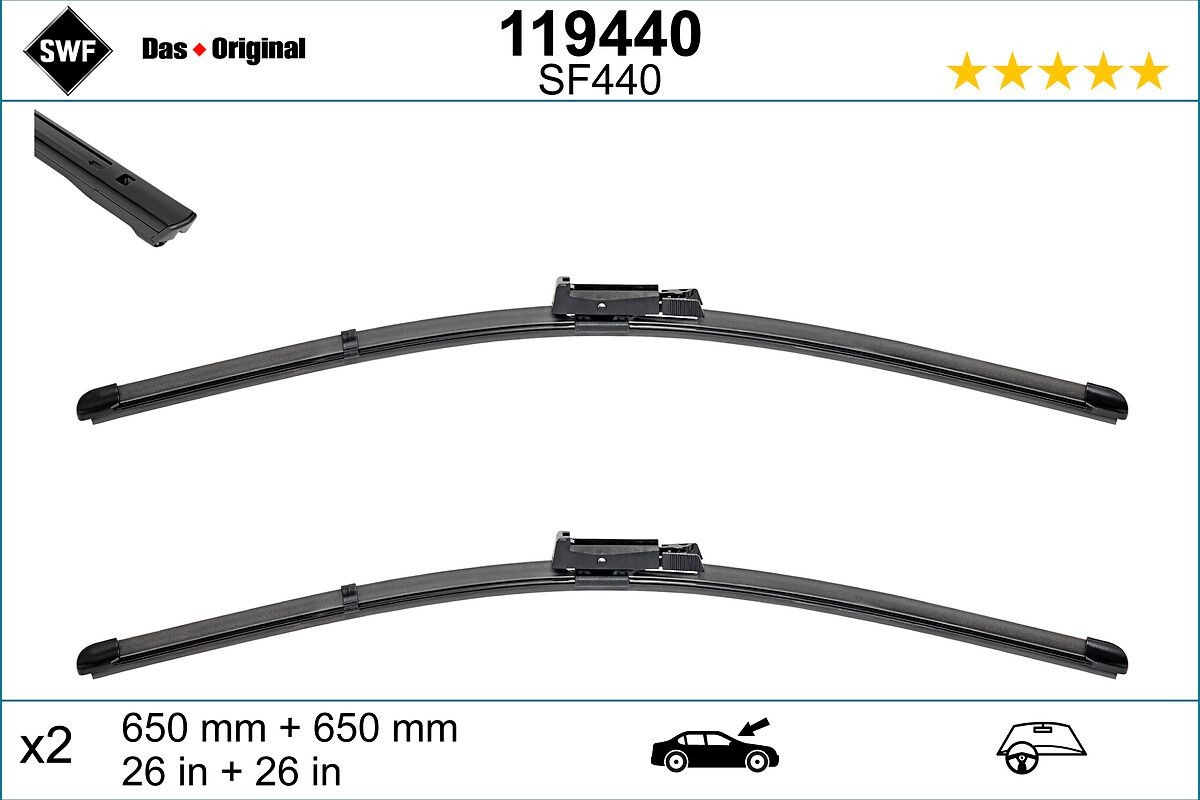 Tergicristalli per SEAT ALTEA, TOLEDO 650 mm anteriore, Spazzole flat blade