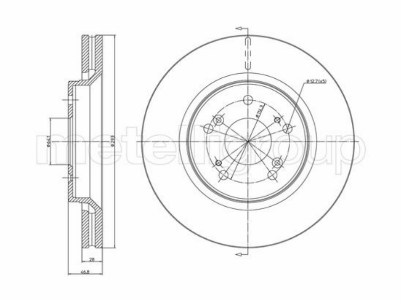 Disco freno, 293x28 mm, ventilato